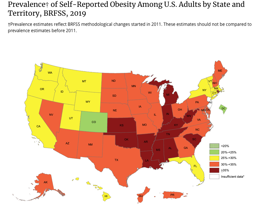 Map: Overall Obesity USA