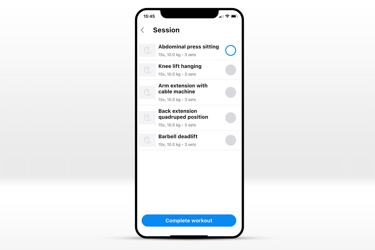 Image: Preventive training plan in our app