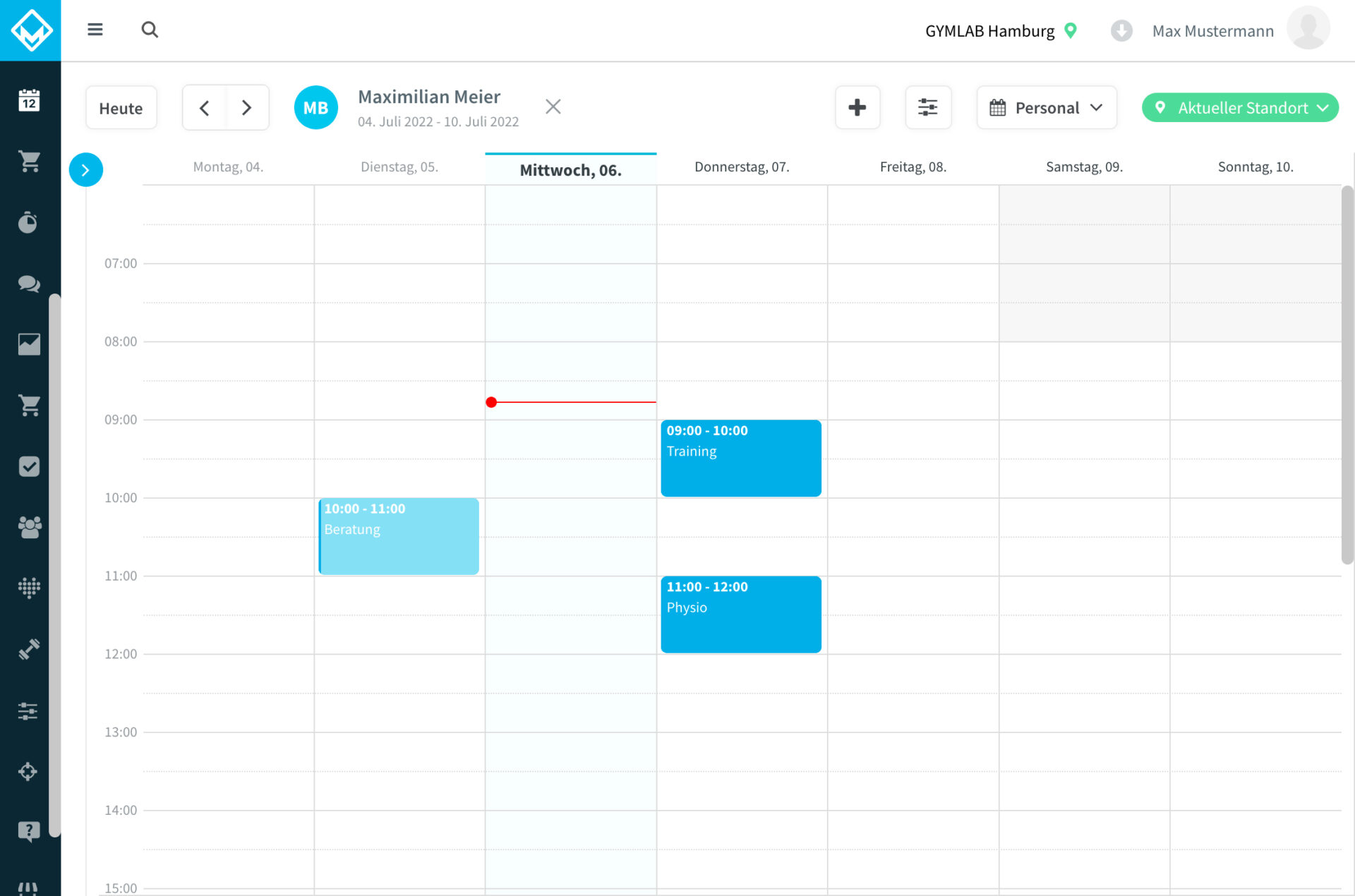 Bild: Kalender Mitarbeiterebene